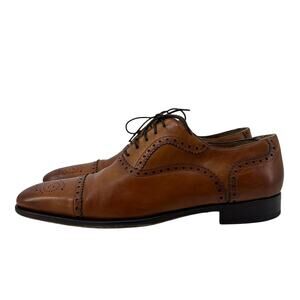 Magnanni Mens Size 12 Oxford Dress Shoes Brown Leather Cap Toe